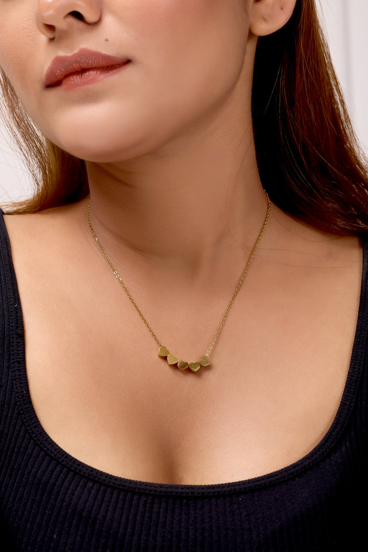 Gold Finished Hearts Necklace