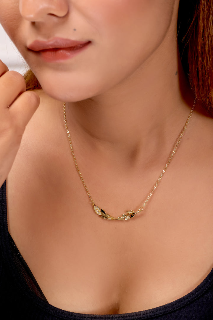 Swan Crystal Leaf Necklace
