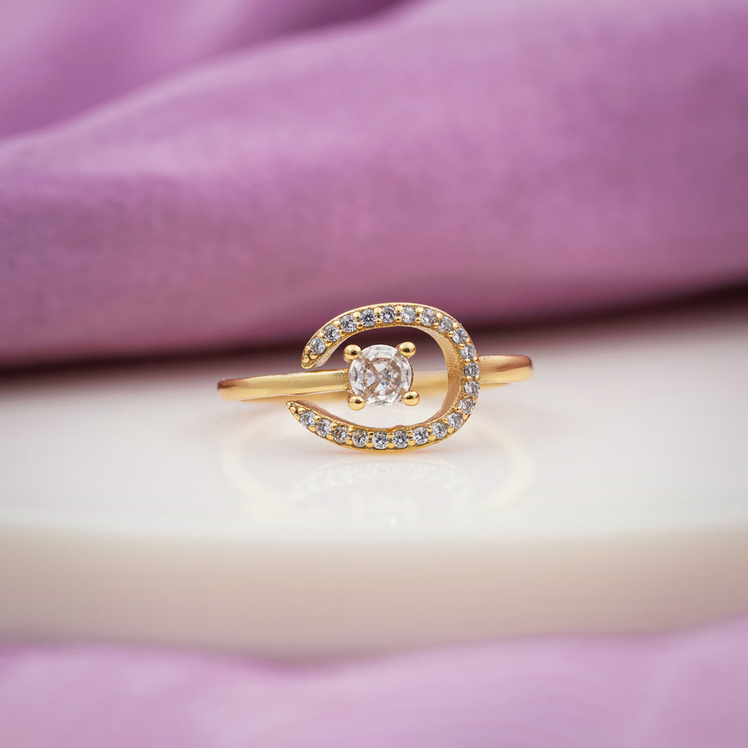 Gold-Toned Spiral Solo-Stone Band GWR -89