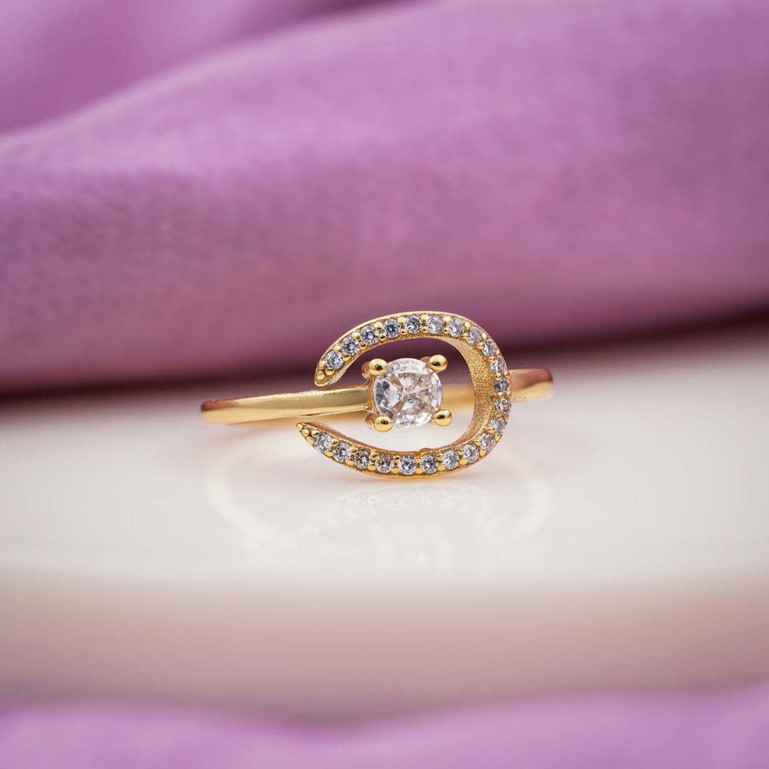 Gold-Toned Spiral Solo-Stone Band GWR -89