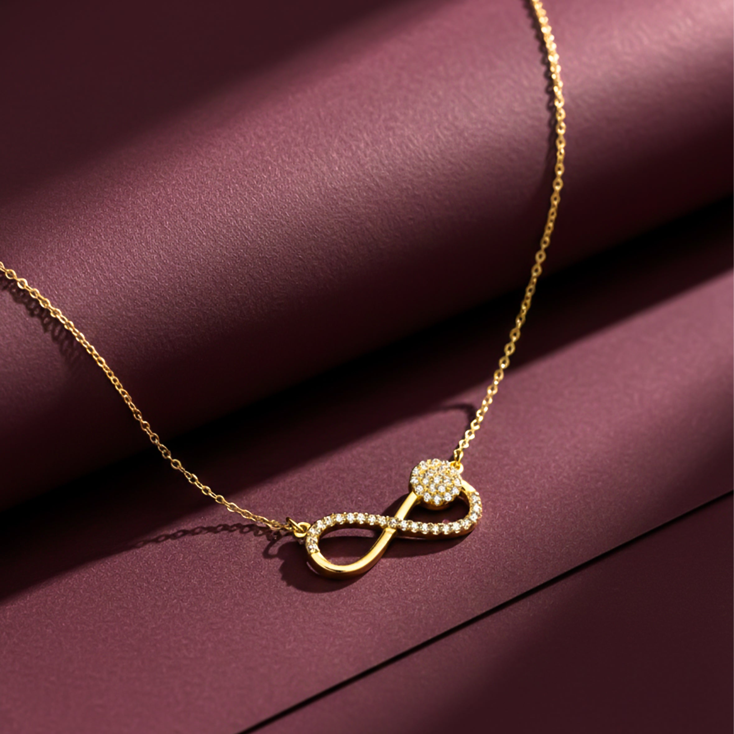 Pave Infinity Floral Necklace for women in Gold - Finora Jewels