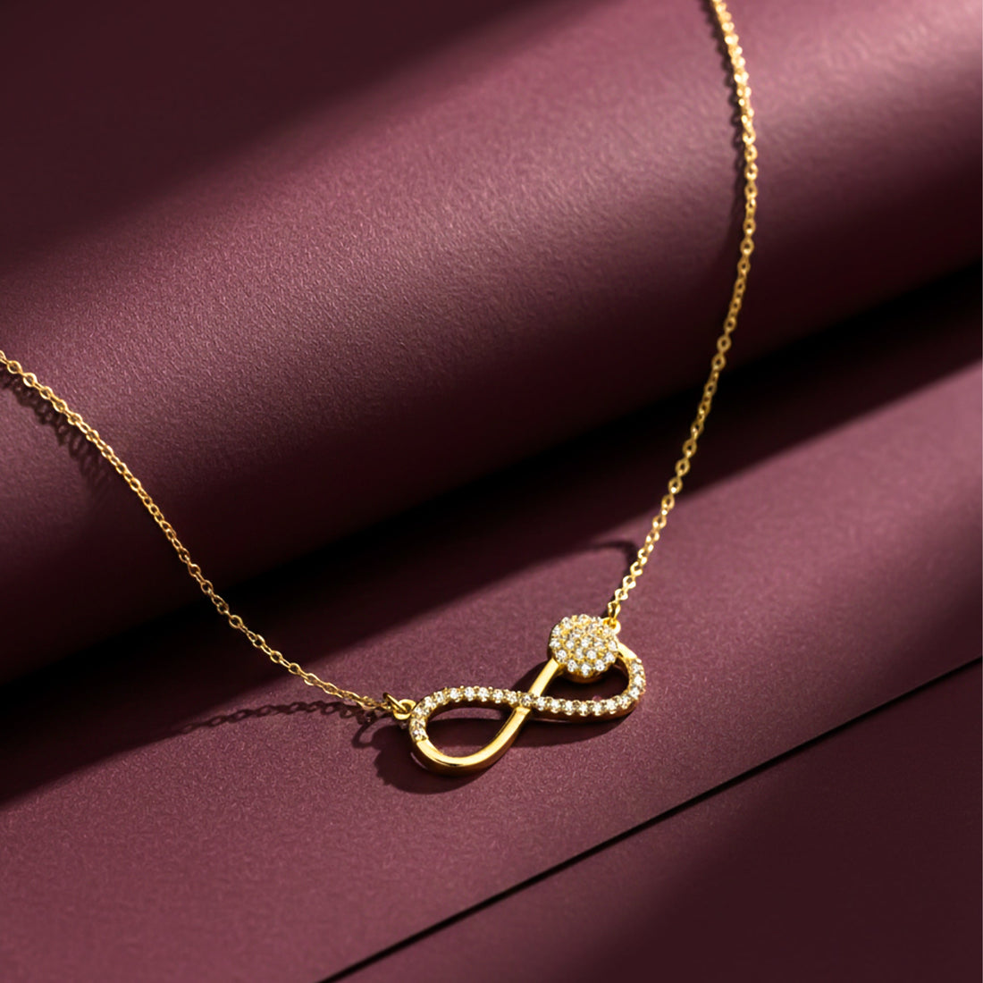 Pave Infinity Floral Necklace for women in Gold - Finora Jewels