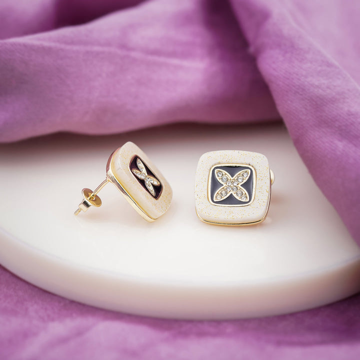 Vintage Inspired Geometric Enamel Stud Earrings