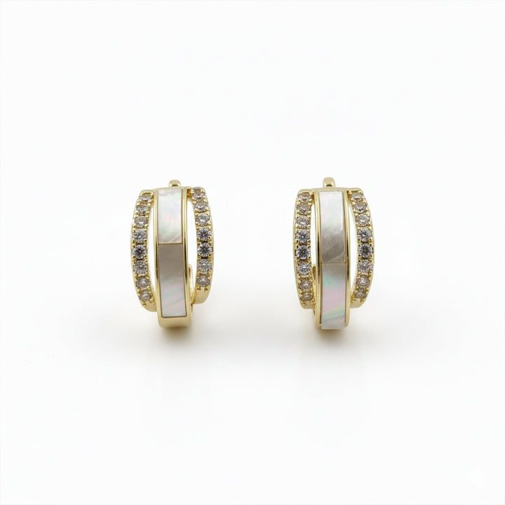 Mother-of-Moti Cubic Zirconia Hoop Ear Studs GWE -158
