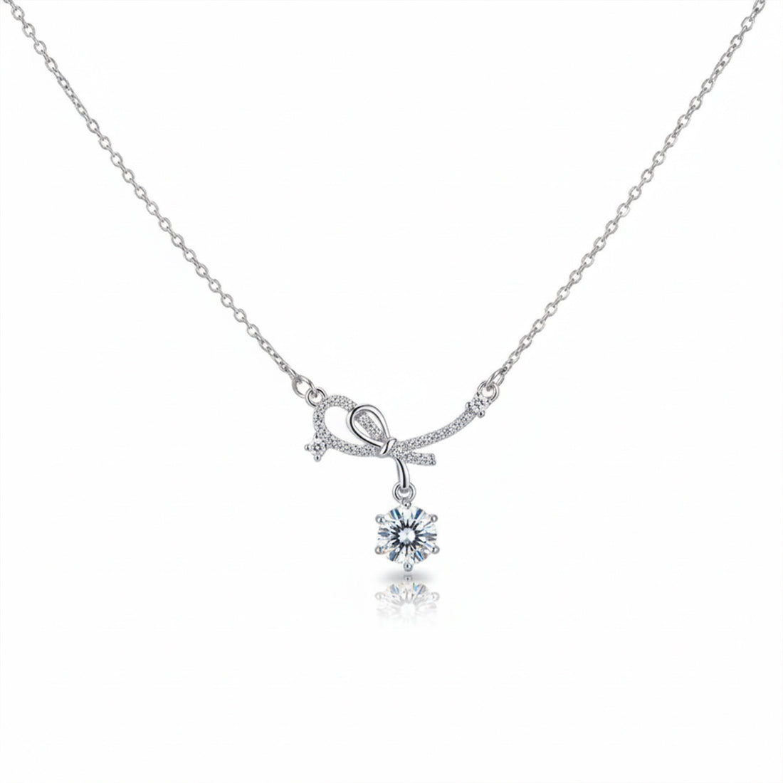 Silver Sterling Bow Ribbon Necklace for women - Finora Jewels