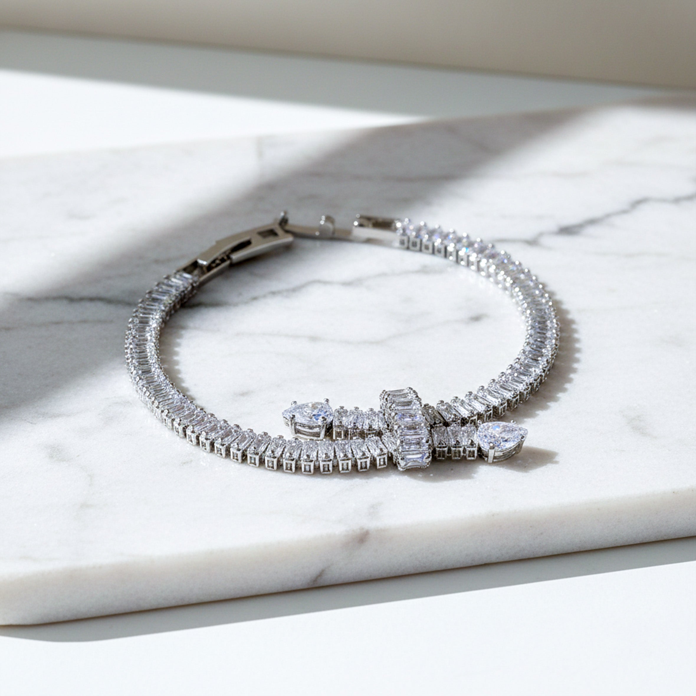 Women Bracelet Crystal Bow Tennis Silver jewellery - Finora Jewels