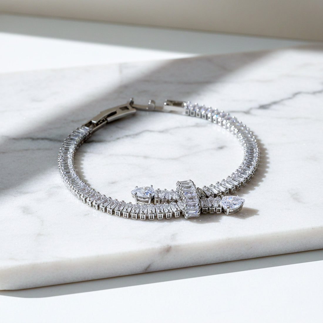 Women Bracelet Crystal Bow Tennis Silver jewellery - Finora Jewels