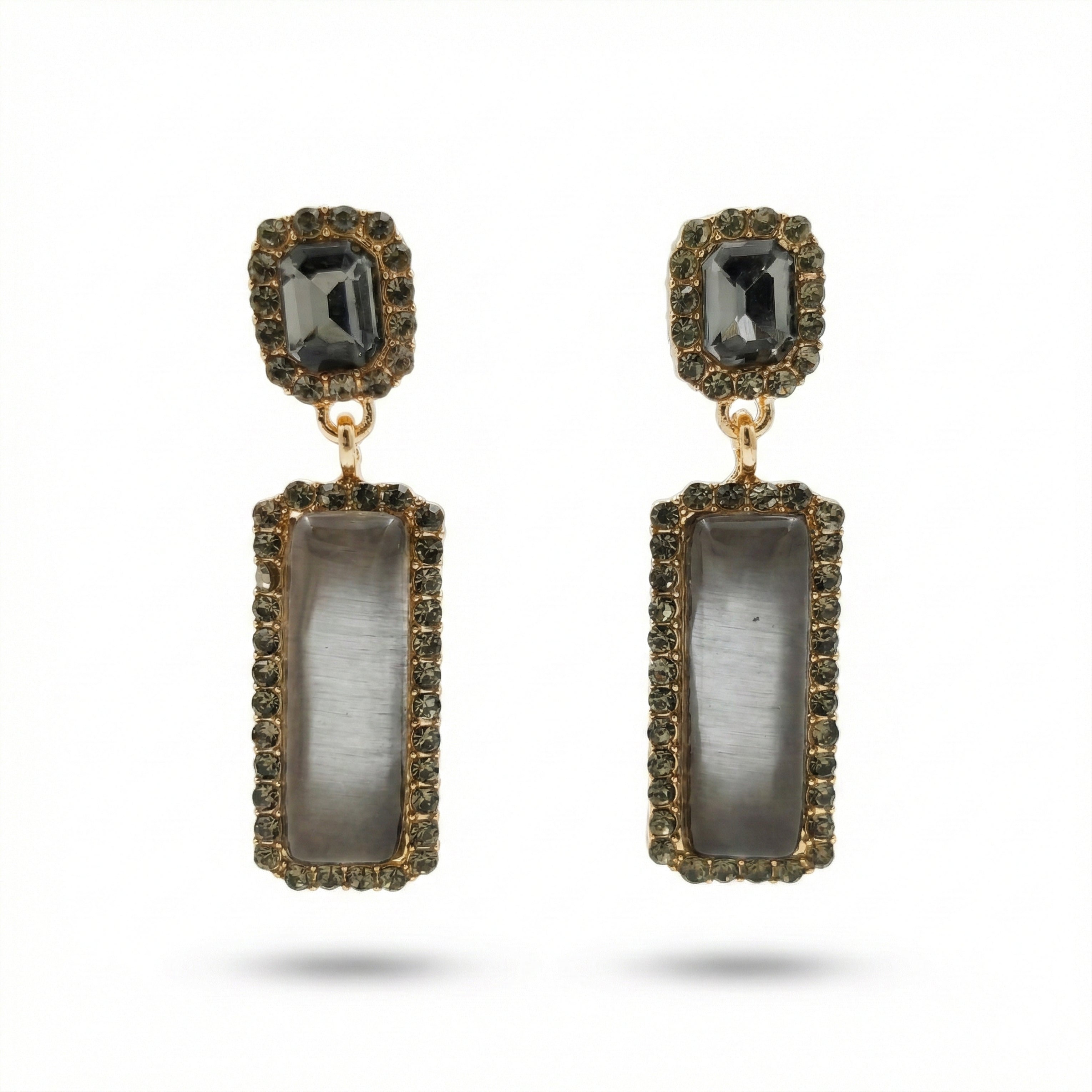Women Stud Earrings Rectangular Drop Gold jewellery - Finora Jewels
