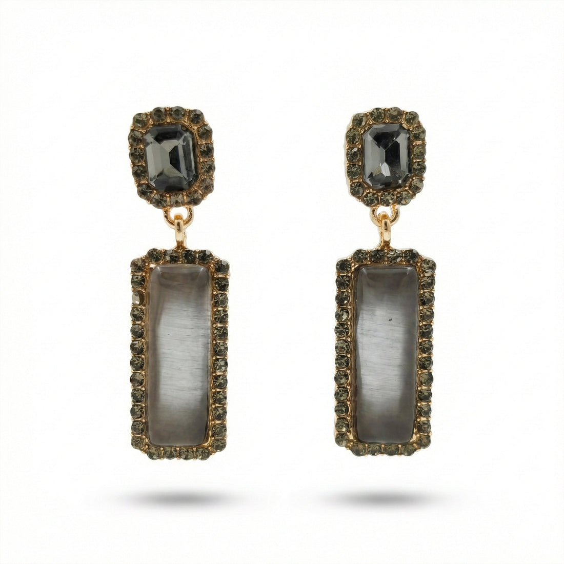Women Stud Earrings Rectangular Drop Gold jewellery - Finora Jewels