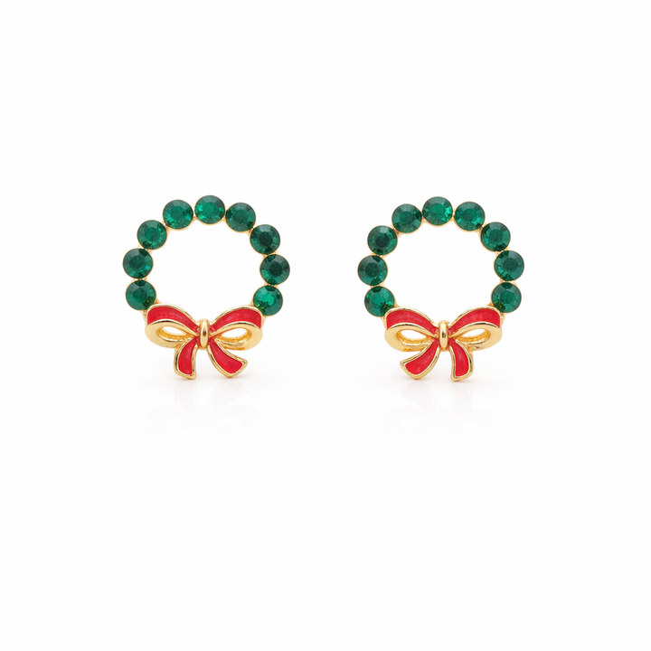 Verde Wreath Bow Post Ear Studs GWE -118