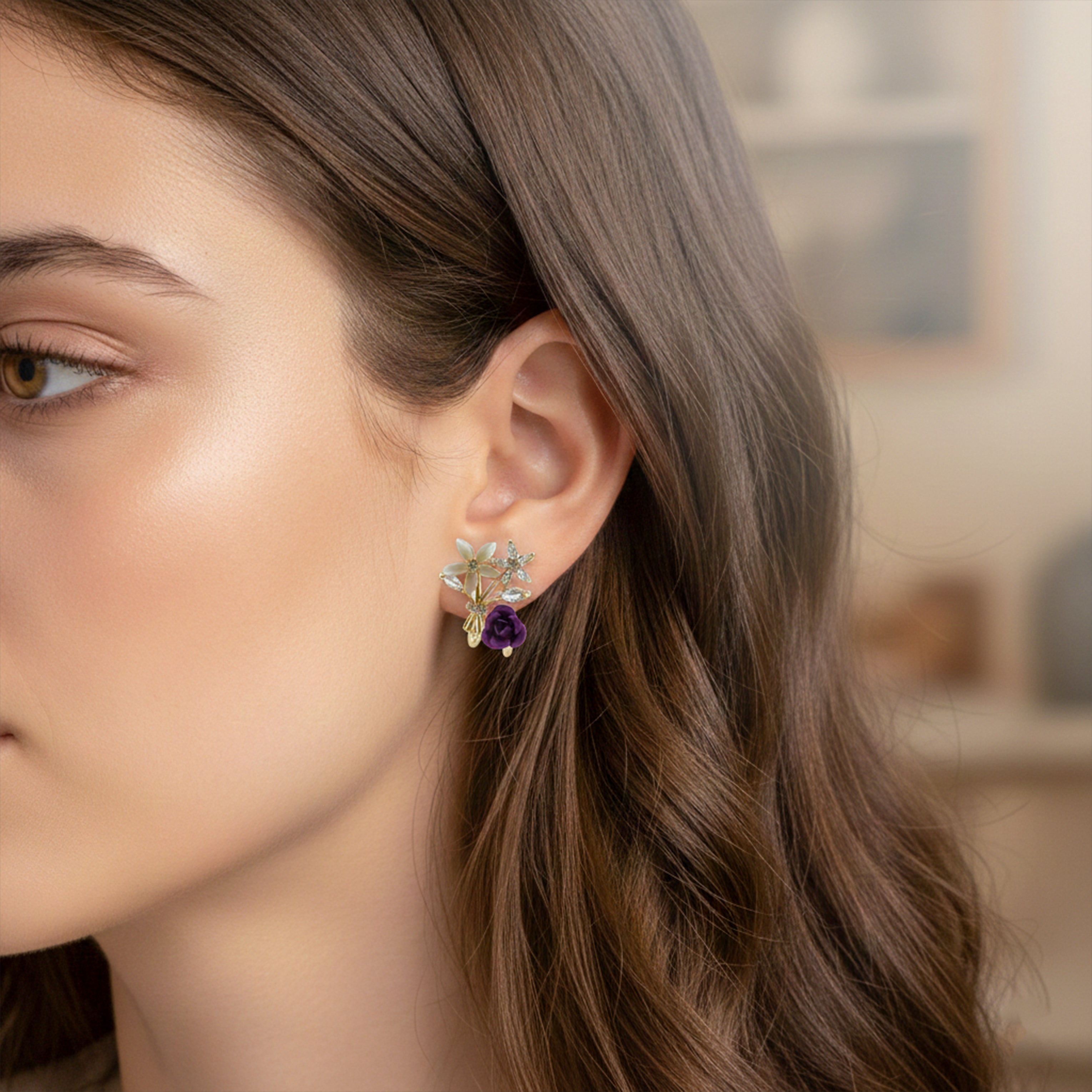 Crystal Stud Stud Earrings for women in Gold - Finora Jewels