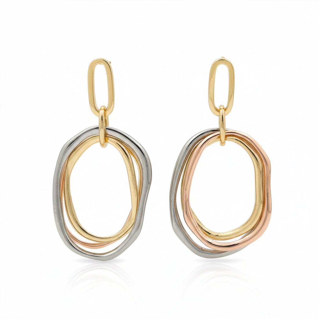 Trinity Luxe Interlinked Drop Drop Earrings for women in Gold - Finora Jewels
