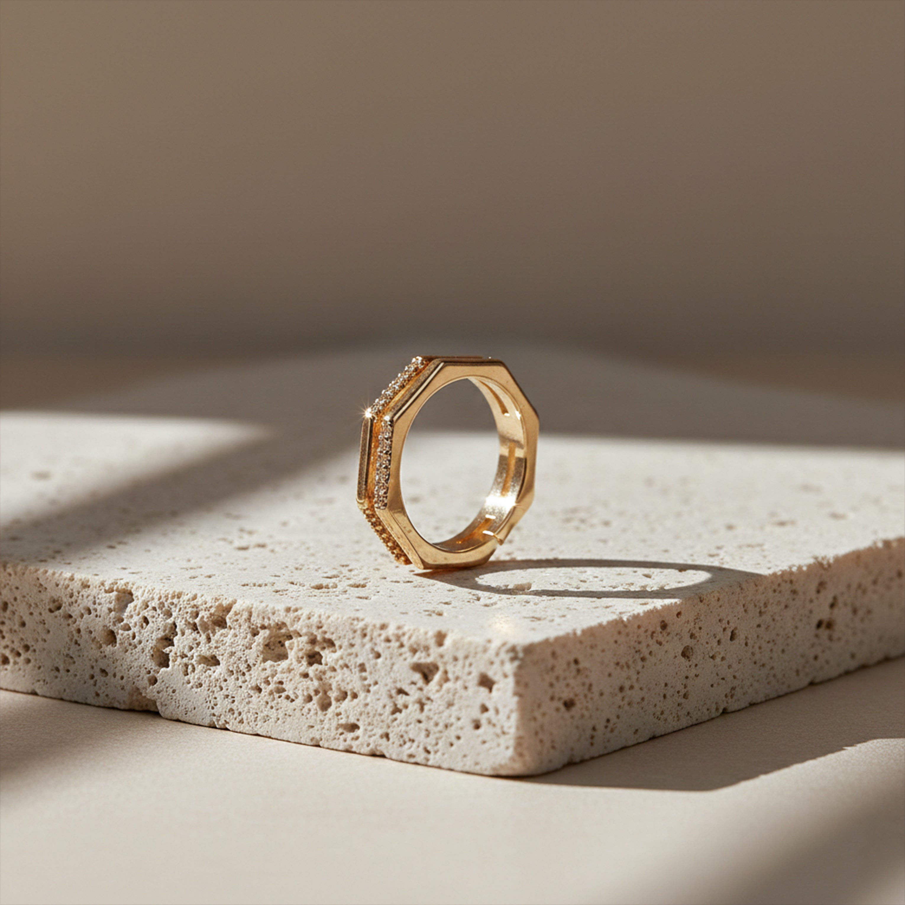 Gold-Toned Hexa Spark Band GWR -16