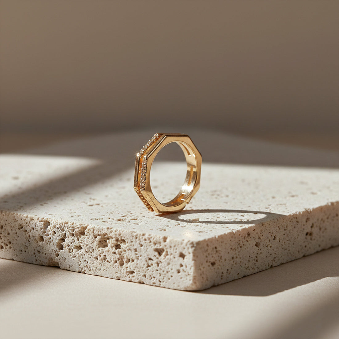Gold-Toned Hexa Spark Band GWR -16