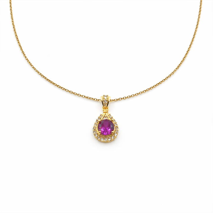 Crimson Encircled Dangle Locket Link Set GWN -73