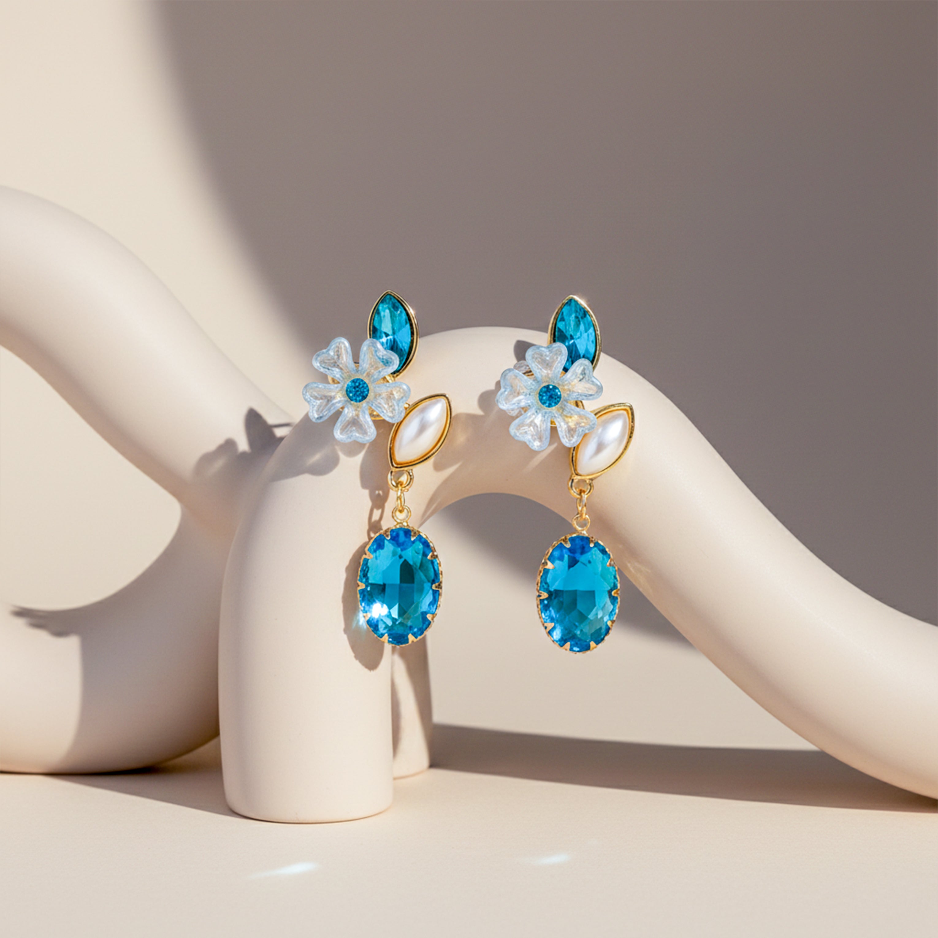 Aqua Foliage Ear Studs GWE -239
