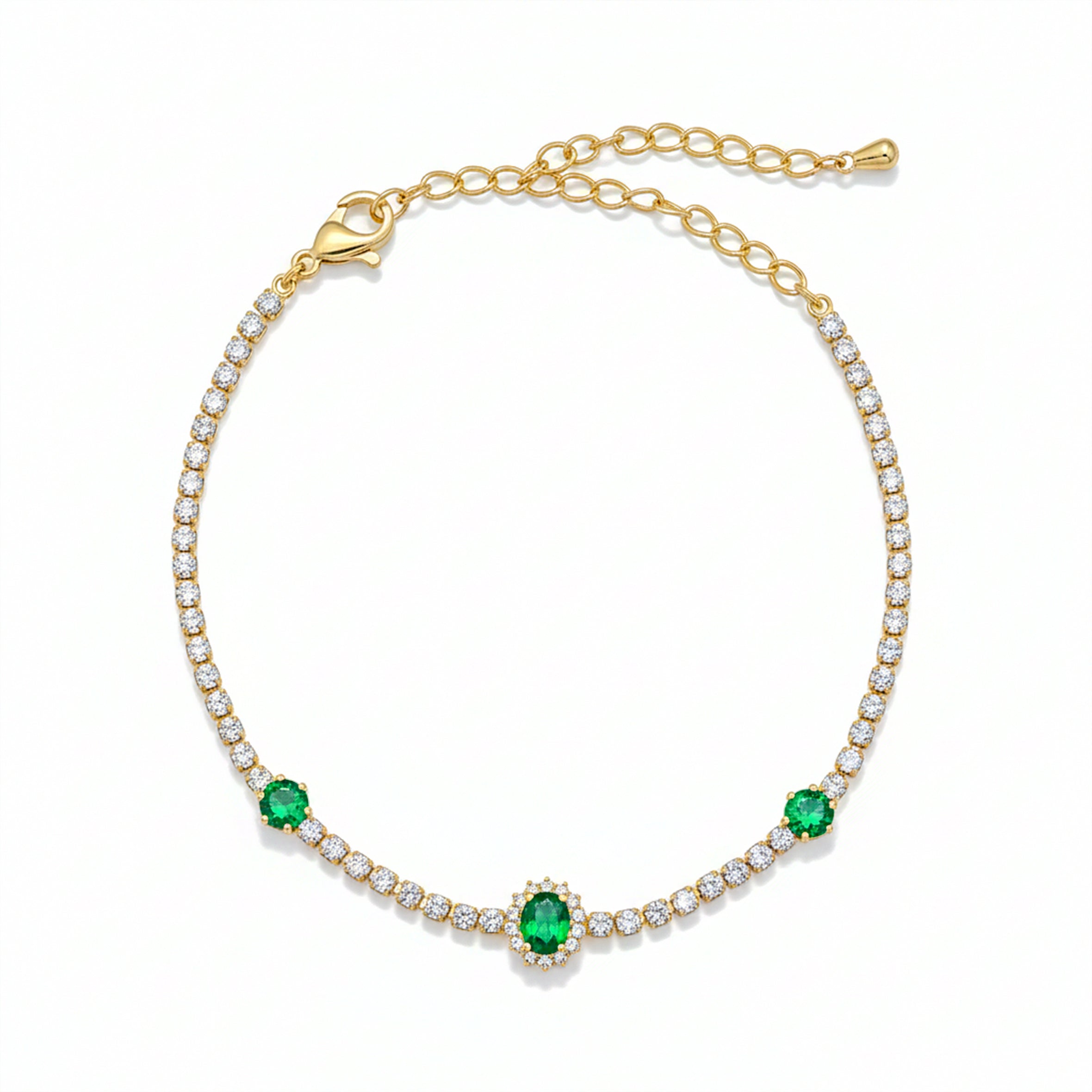 Women Bracelet Emerald Halo Tennis Gold jewellery - Finora Jewels