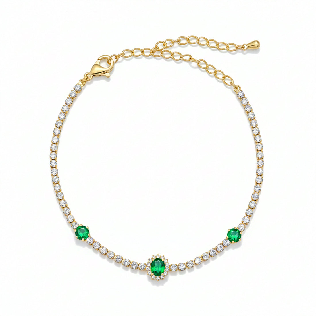 Women Bracelet Emerald Halo Tennis Gold jewellery - Finora Jewels