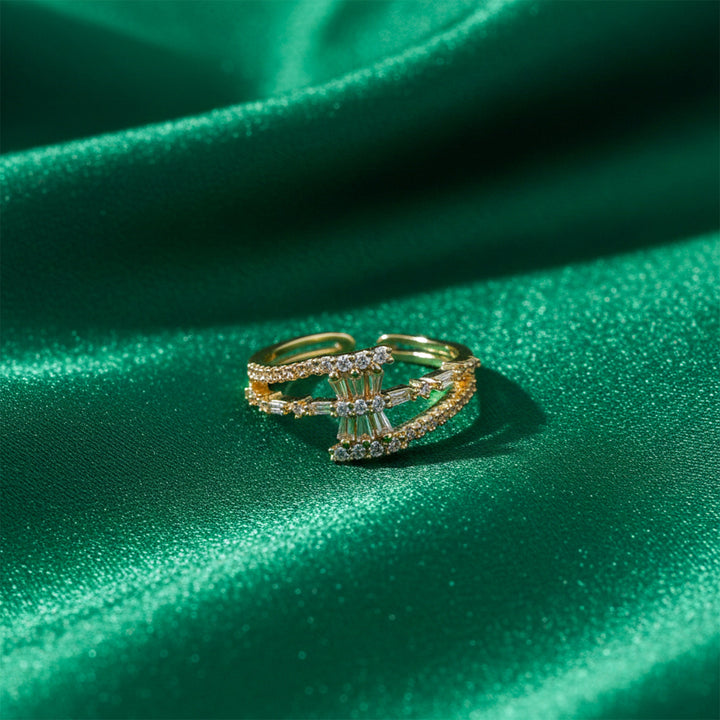 Gold Finished Starburst Adjustable Ring