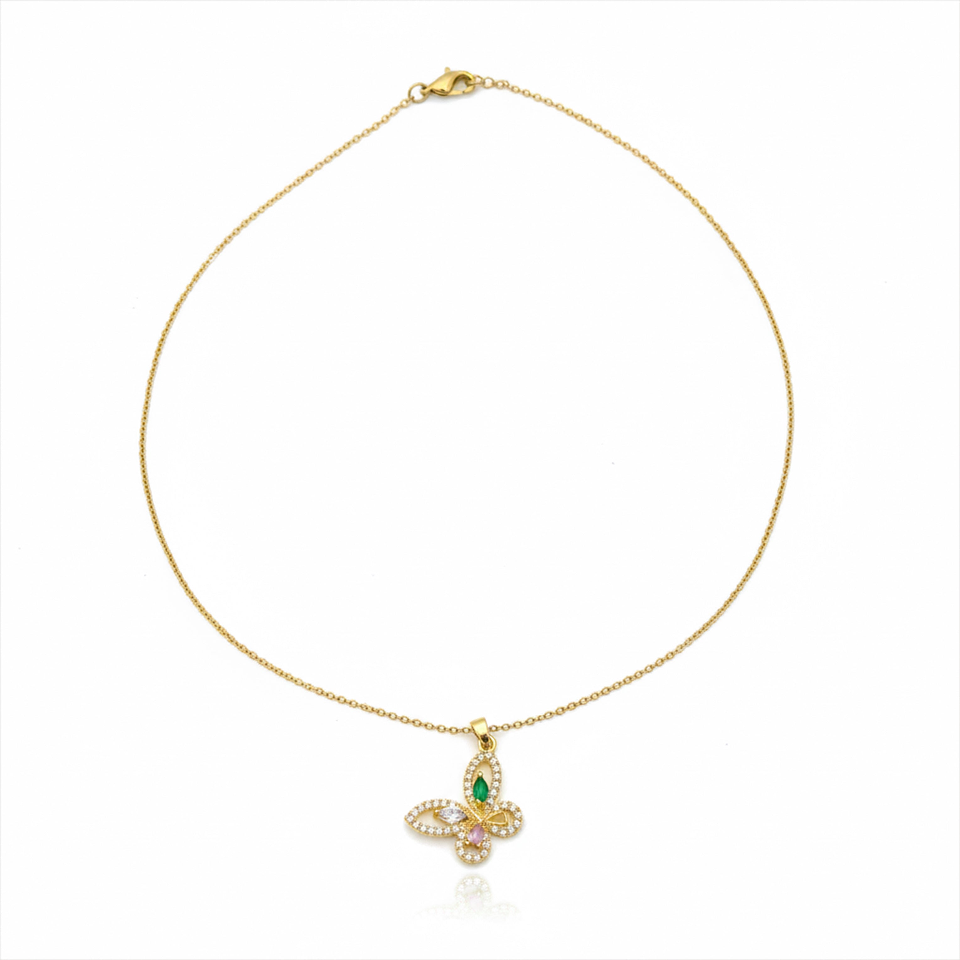 Women Necklace Multicolor Butterfly CZ Gold jewellery - Finora Jewels