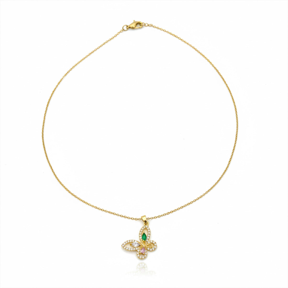 Women Necklace Multicolor Butterfly CZ Gold jewellery - Finora Jewels