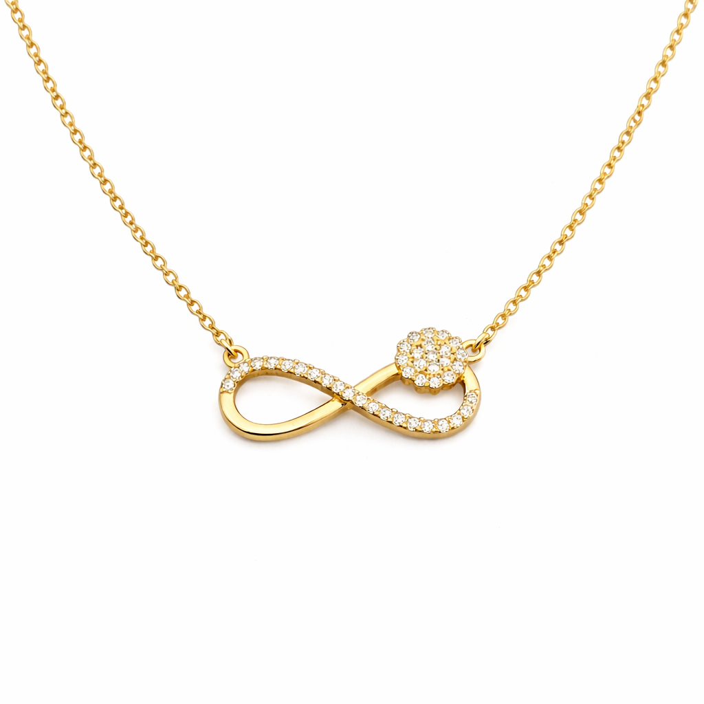 Pave Infinity Floral Necklace for women in Gold - Finora Jewels