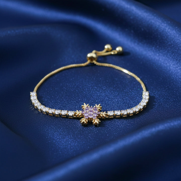 Purple Snowflake Adjustable Bracelet