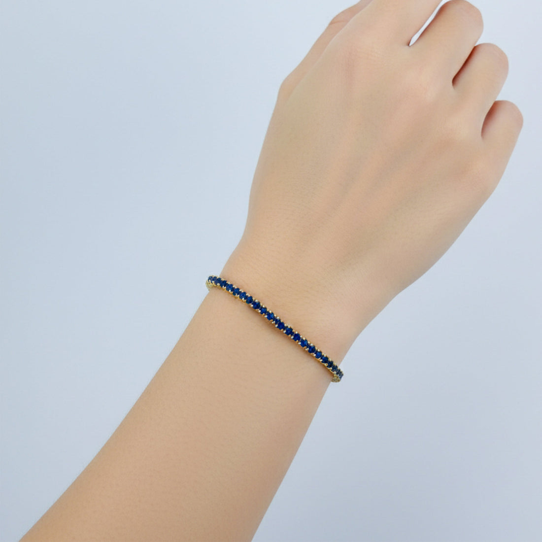 Royal Blue Sapphire Tennis Bracelet for women in Gold - Finora Jewels