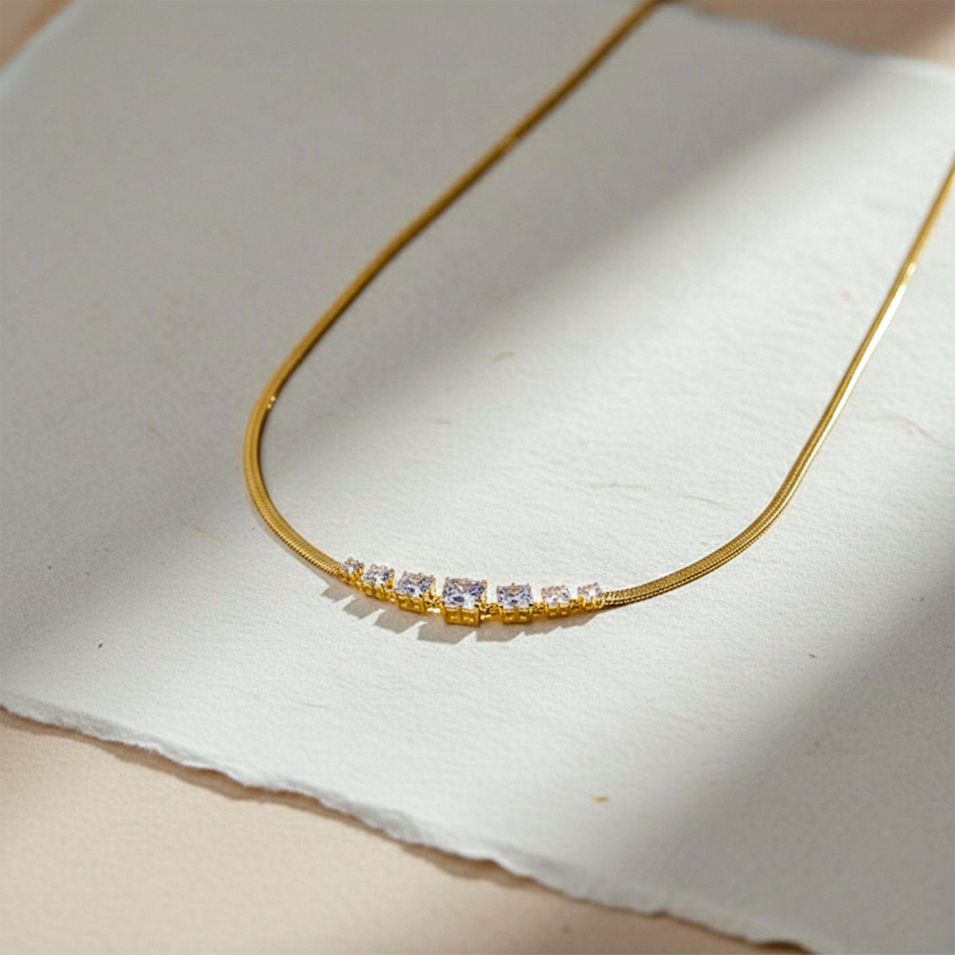 Cubic Zirconia Stick Chevron women Neckless GWN -128