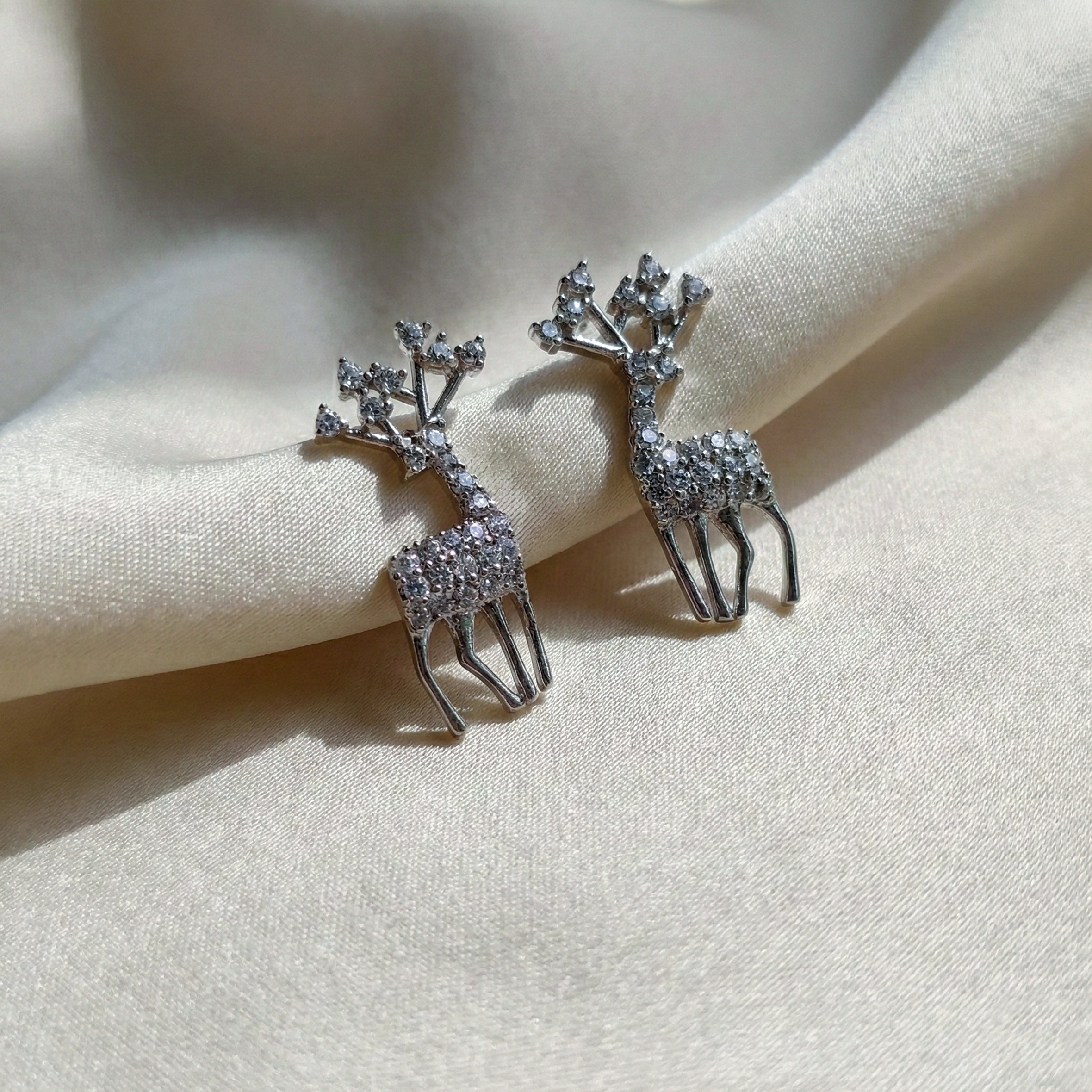 Women Stud Earrings Crystal Reindeer Stud Gold jewellery - Finora Jewels