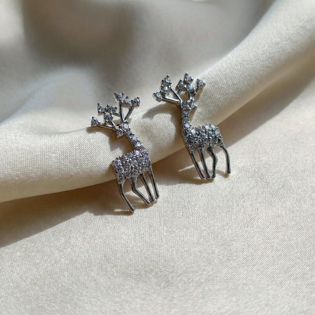 Women Stud Earrings Crystal Reindeer Stud Gold jewellery - Finora Jewels