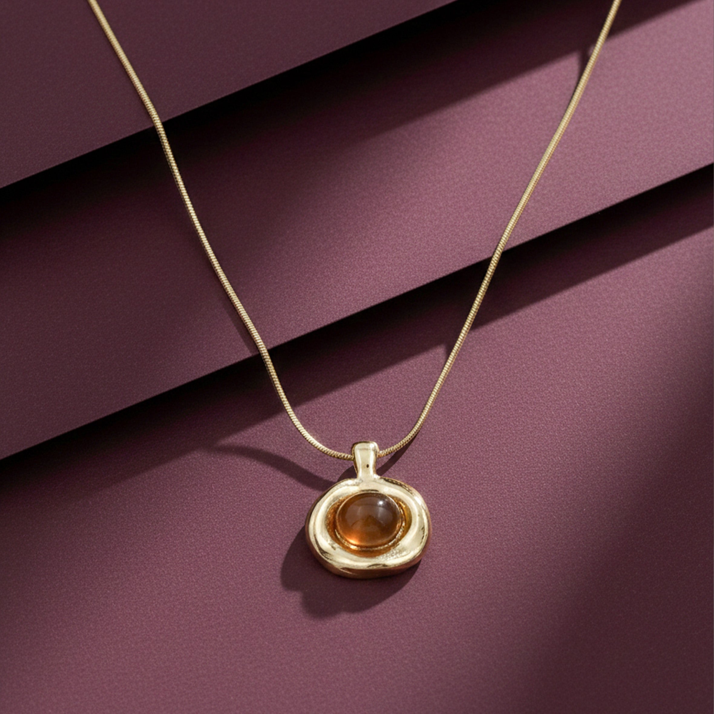 Amber Gold Locket Link Set GWN -66