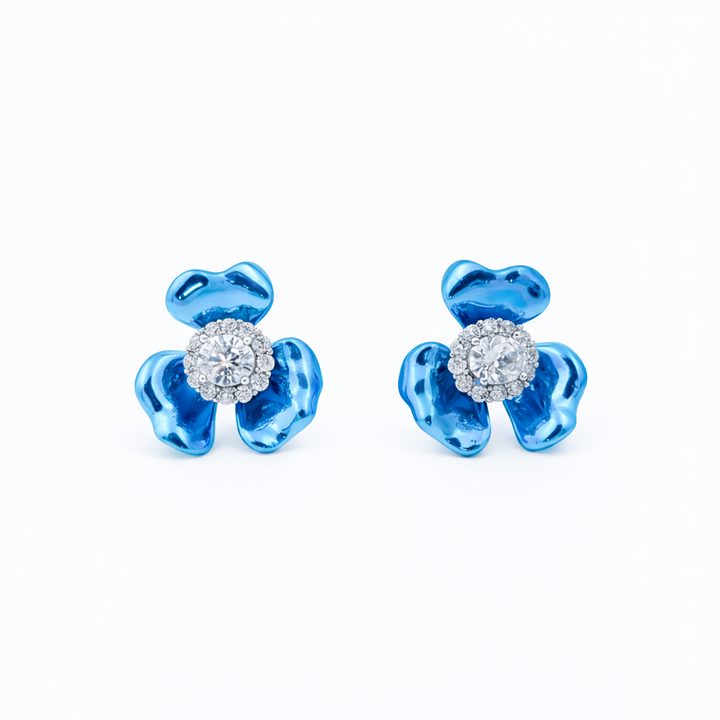 Blue Foliage Cubic Zirconia Studs GWE -108