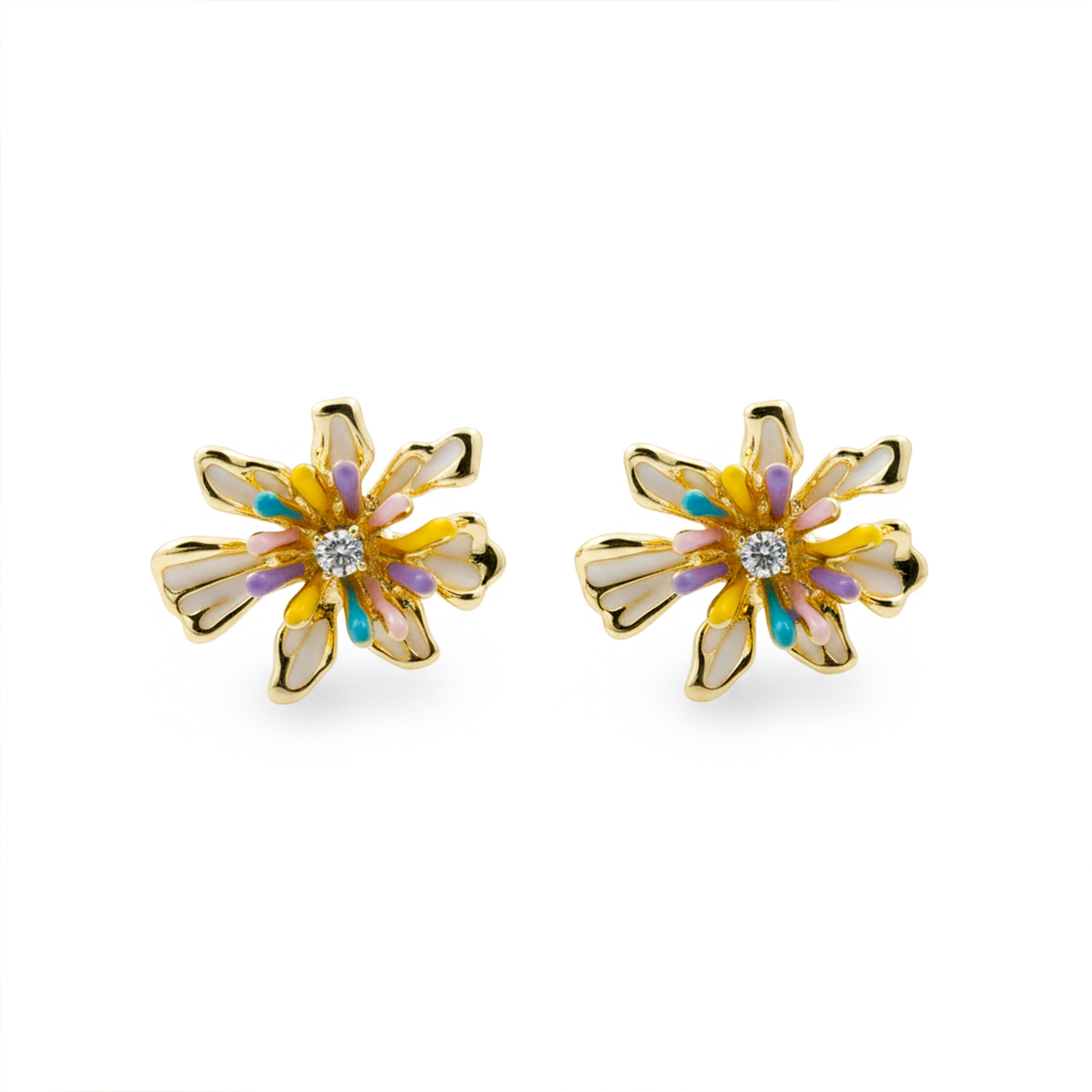 Rainbow Bloom Post Ear Studs GWE -154