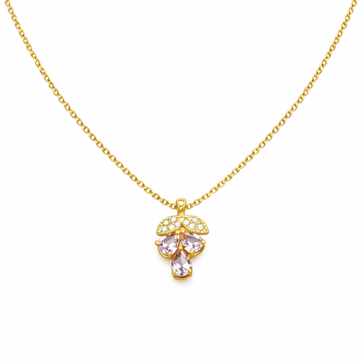 Petite Gold and Rosette Gemstone Quatrefoil Women Link Set GWN -148