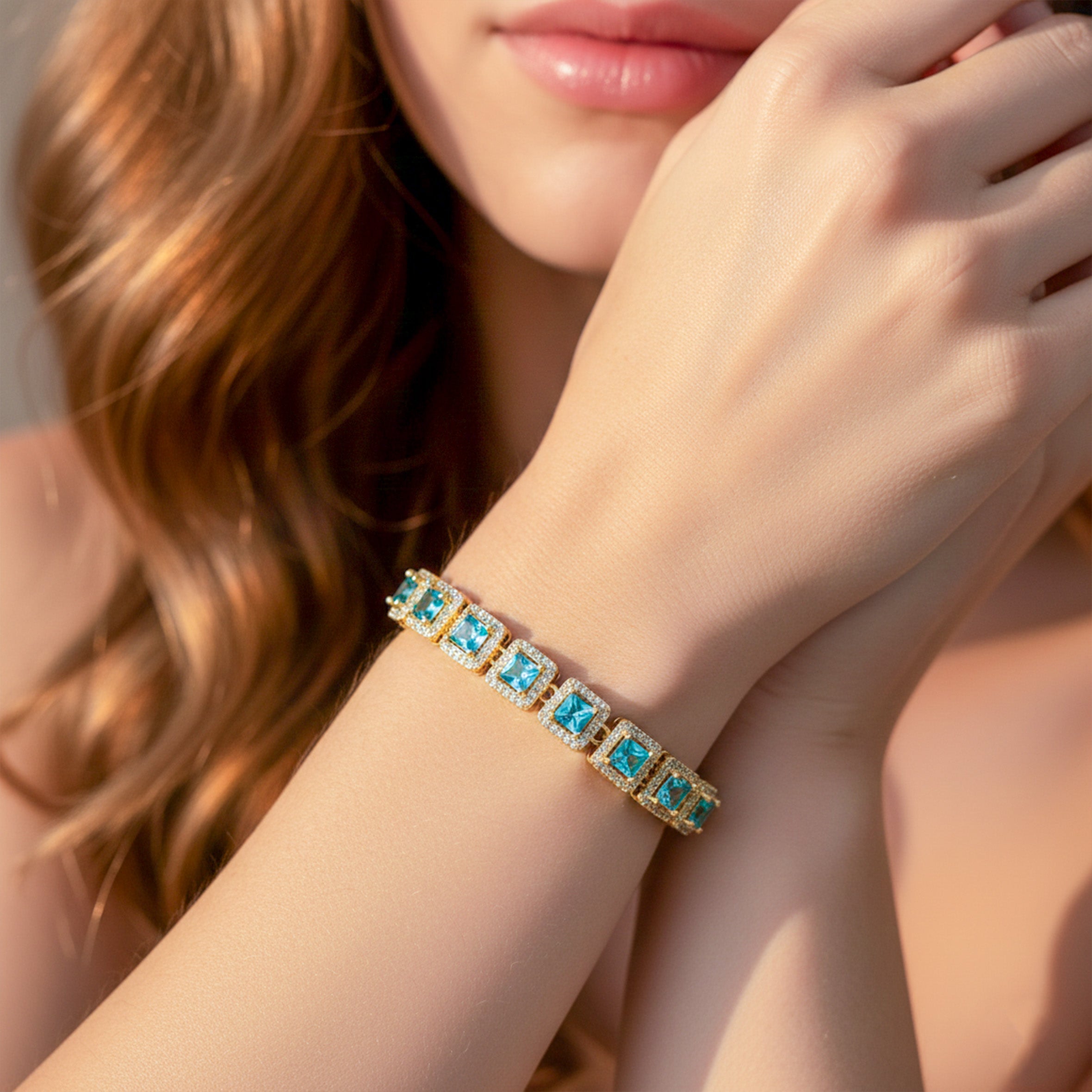 Women Bracelet Blue Gold jewellery - Finora Jewels