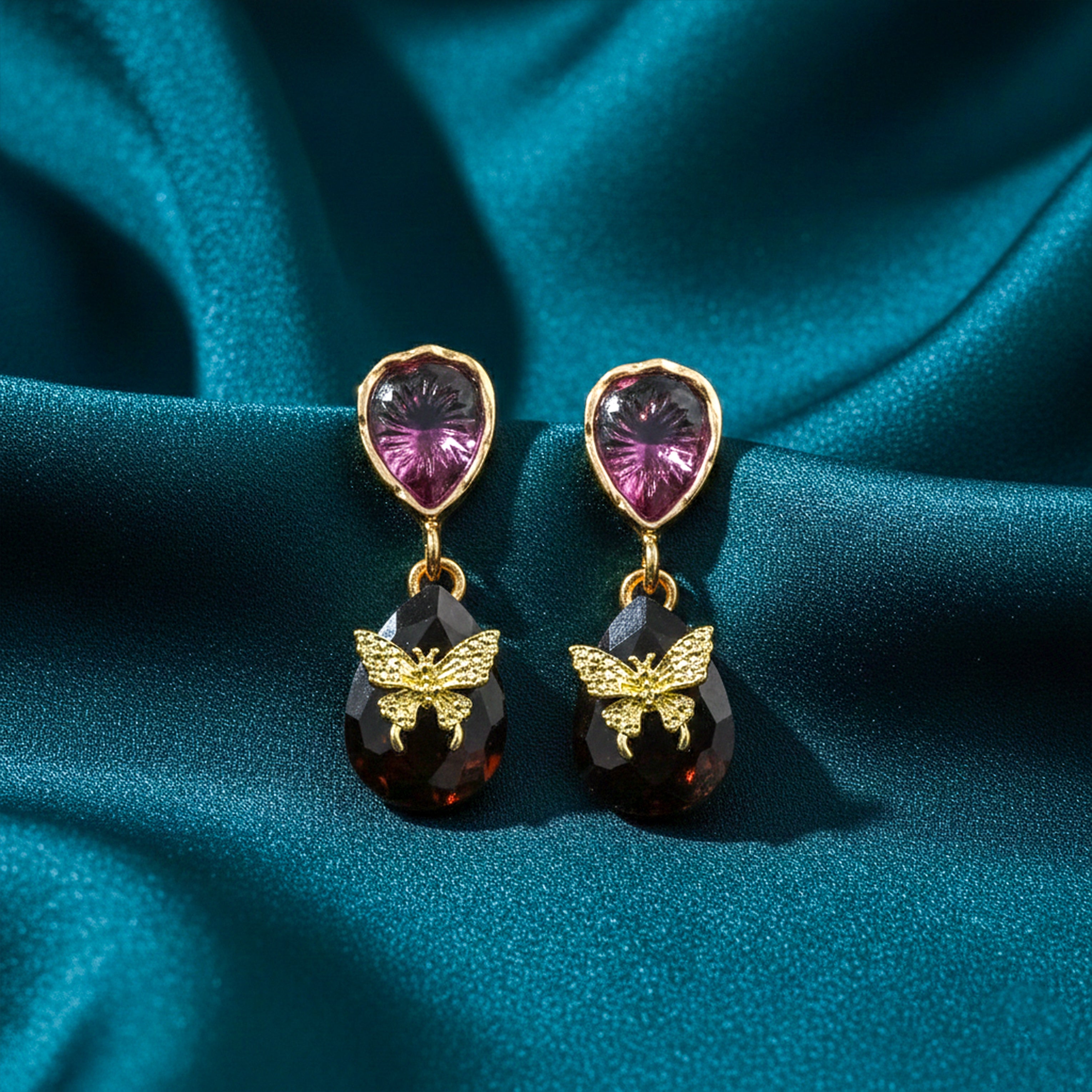 Women Stud Earrings Butterfly Teardrop Gold jewellery - Finora Jewels