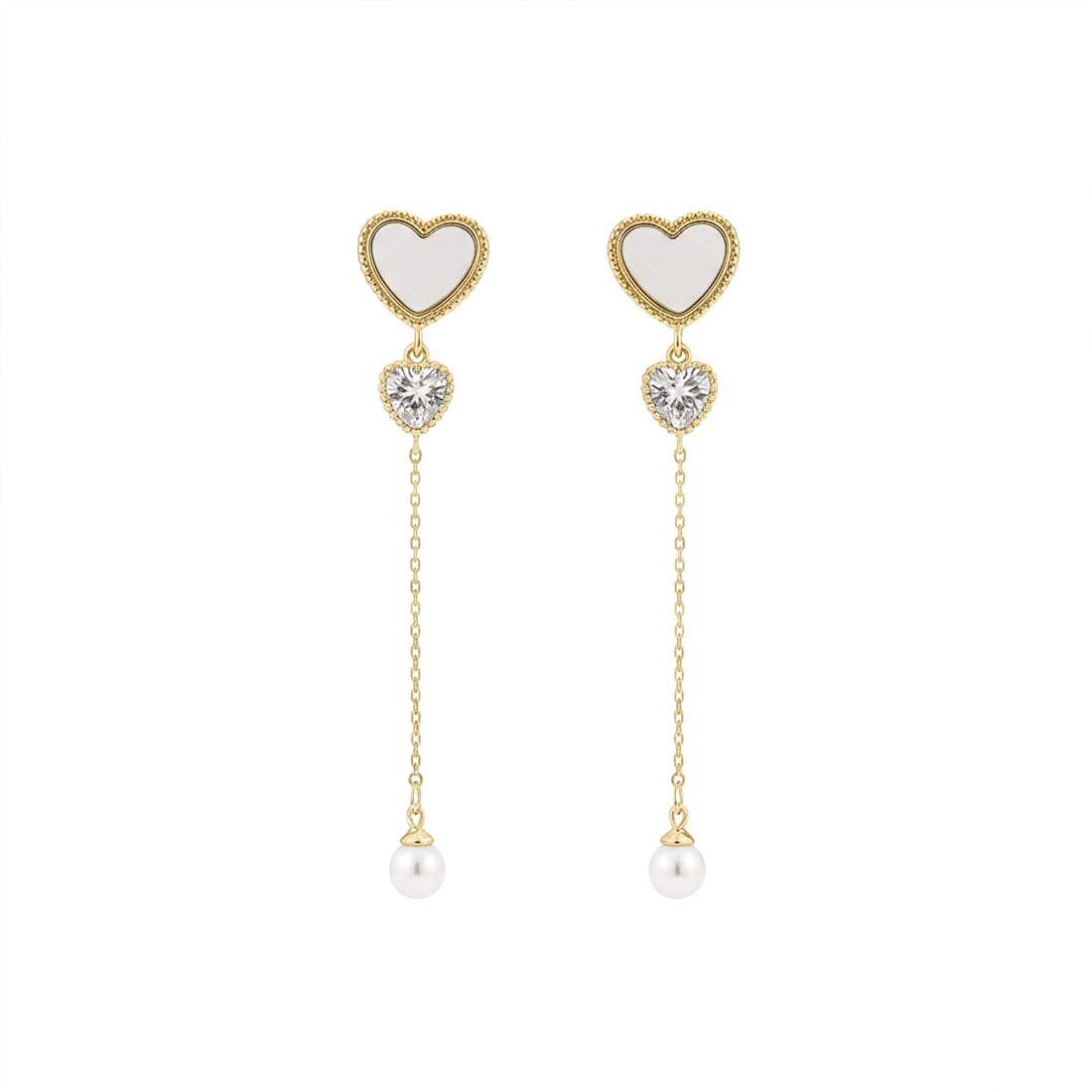 Women Stud Earrings Pearl Chain Drop Gold jewellery - Finora Jewels