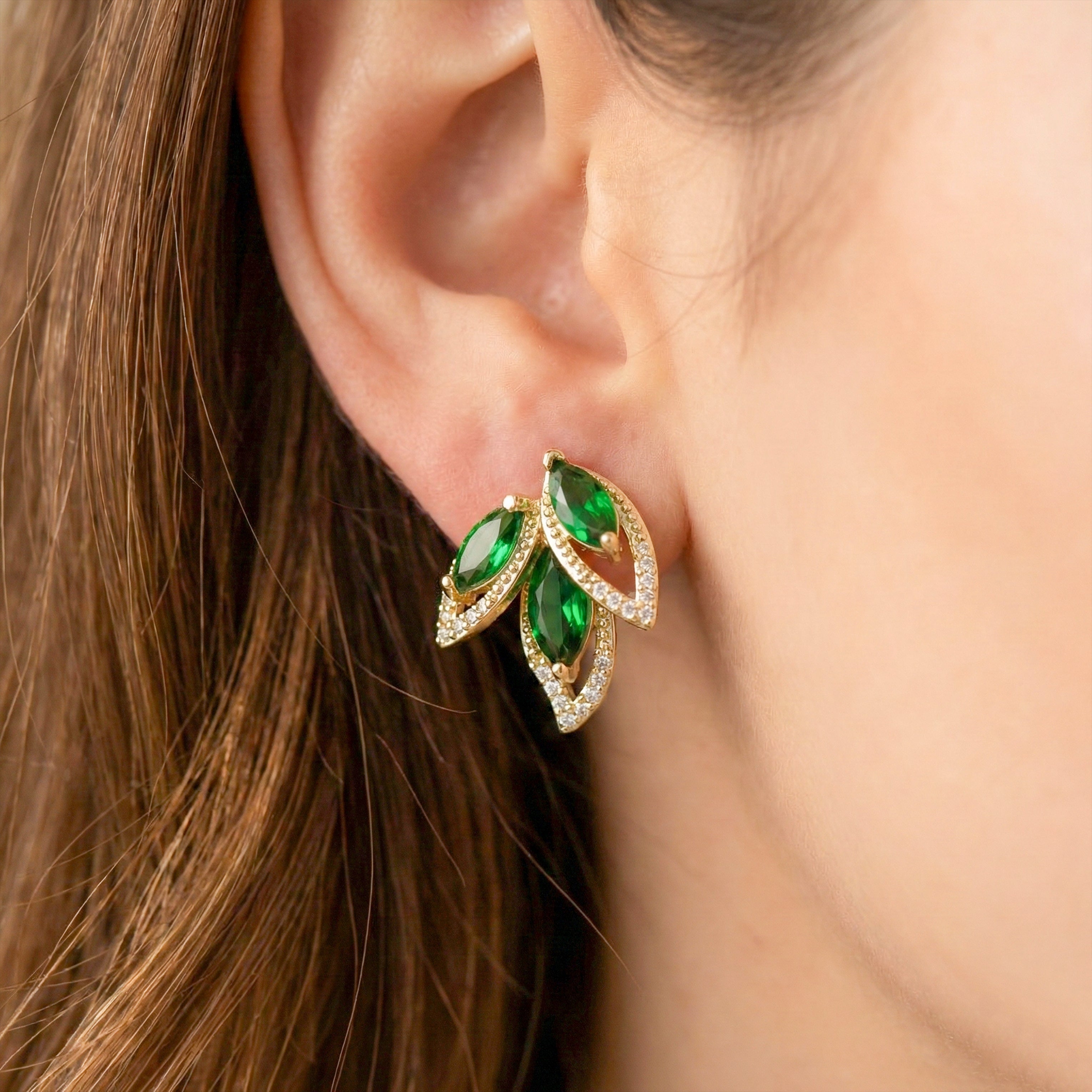 Jade Navette Ear Studs GWE -171