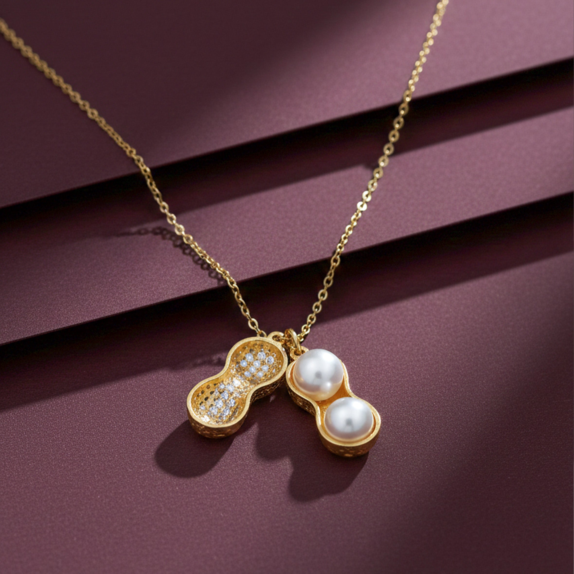 Gold Peanut Pearl Necklace for women - Finora Jewels