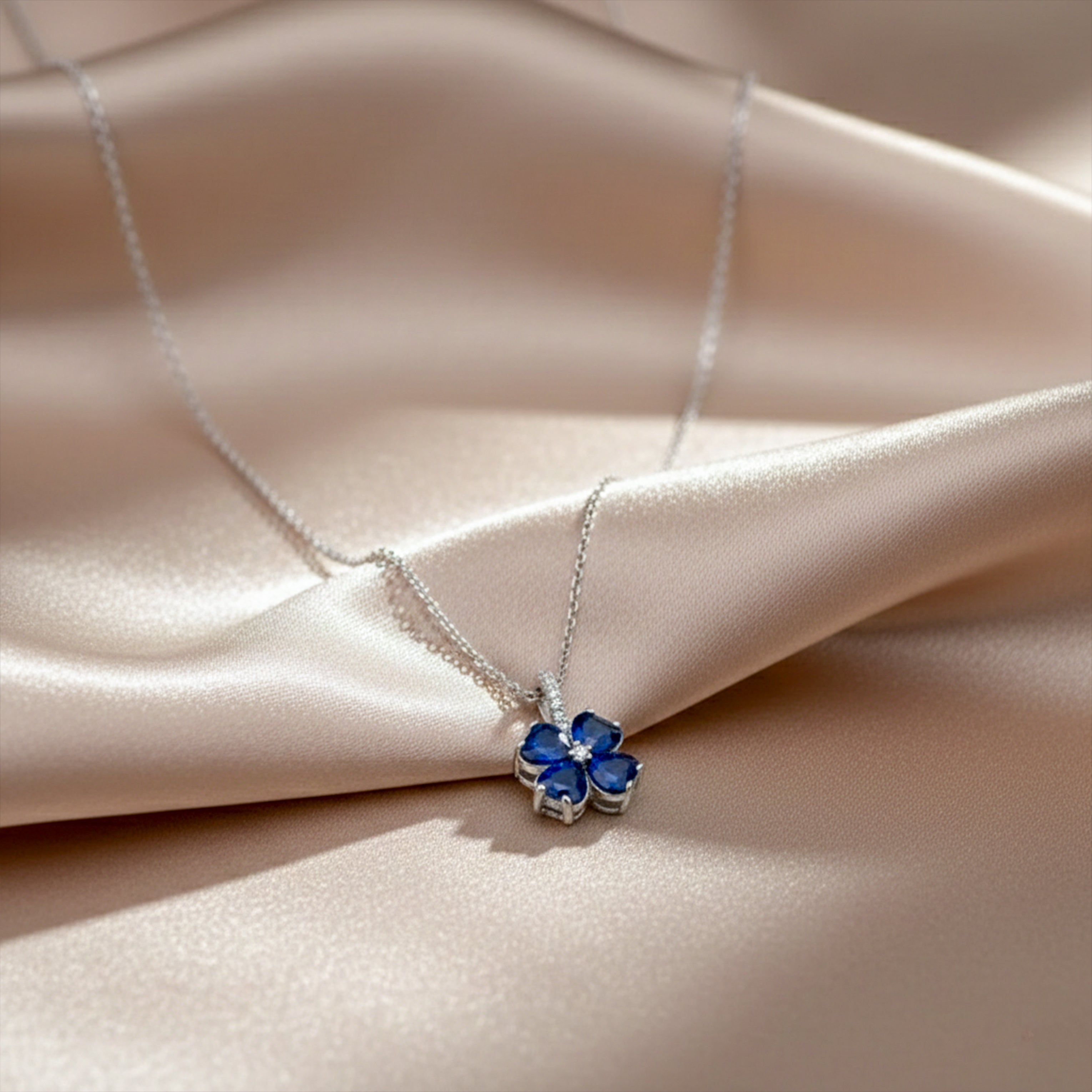 Women Necklace Dainty and Sapphire Blue Silver jewellery - Finora Jewels