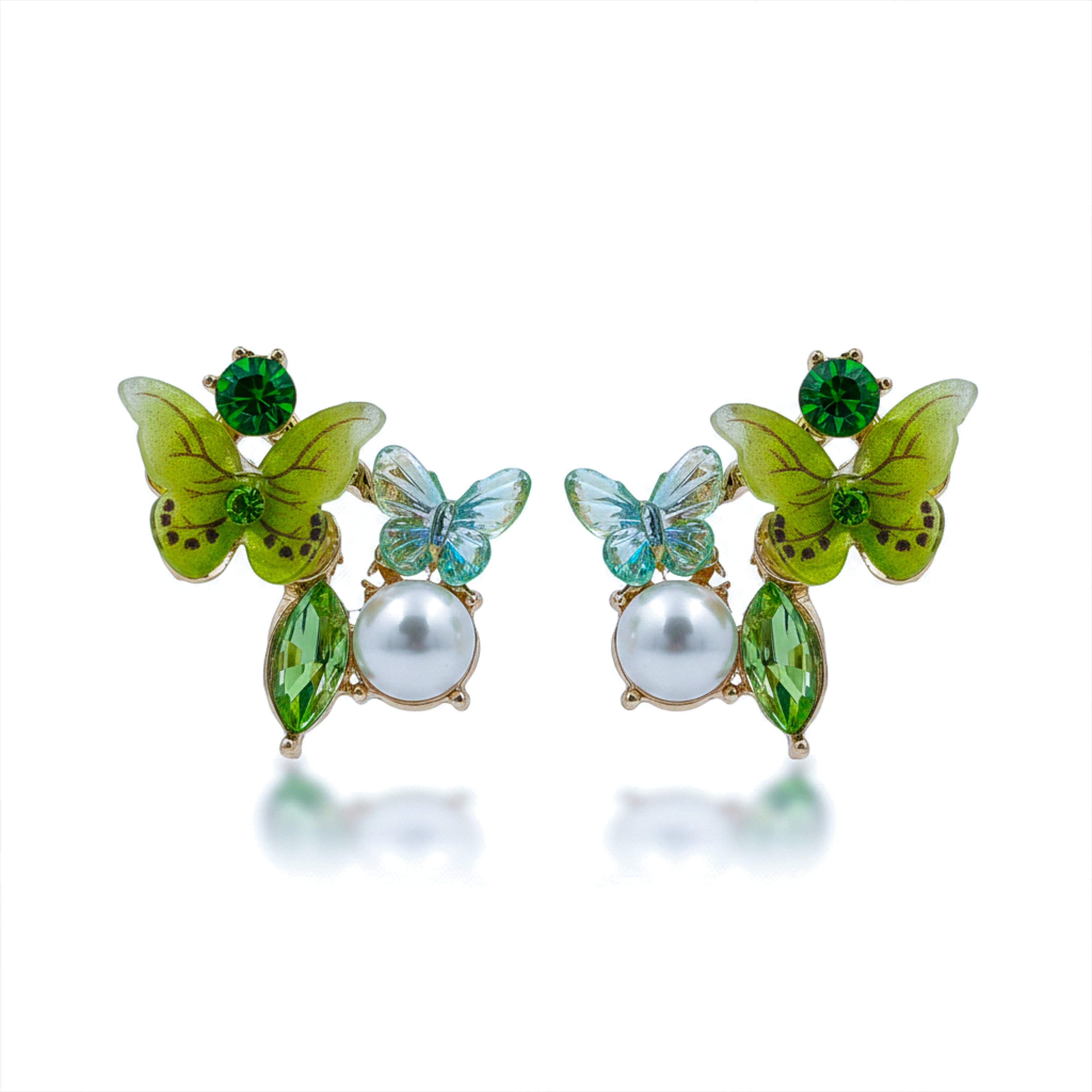 Women Stud Earrings Green Butterfly -212 Gold jewellery - Finora Jewels