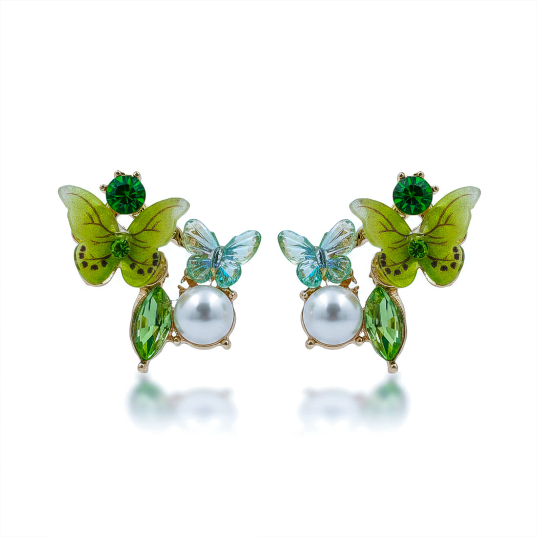 Women Stud Earrings Green Butterfly -212 Gold jewellery - Finora Jewels