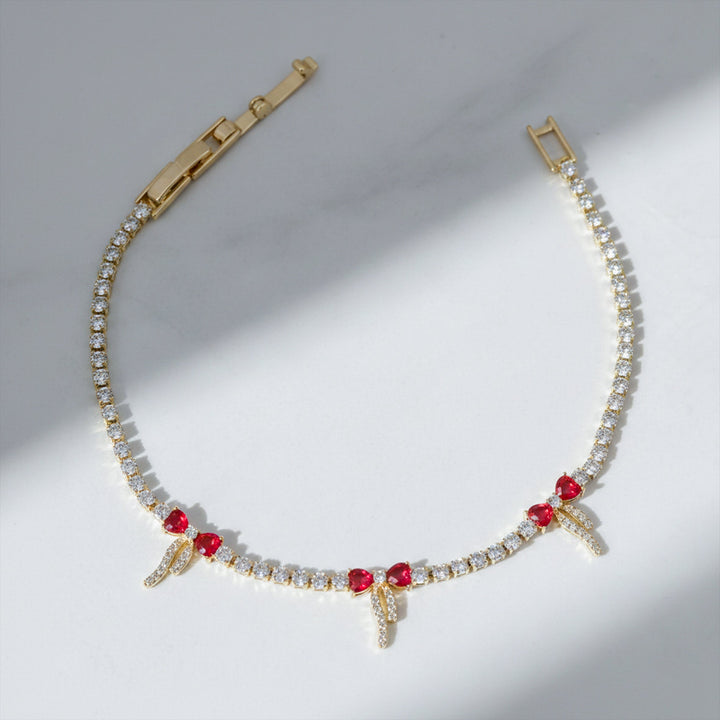 Ruby Bow Tennis Bracelet