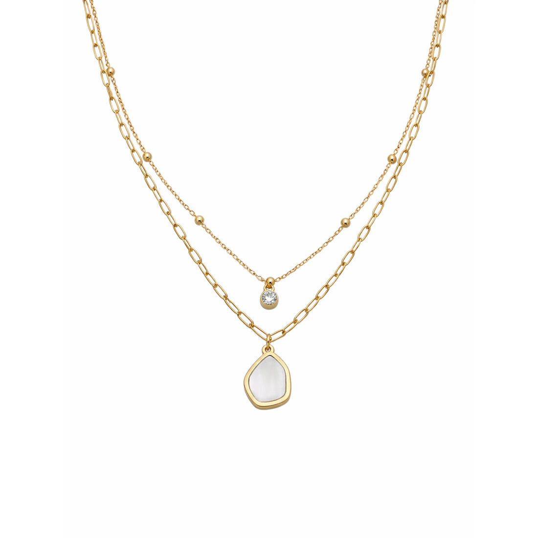 Layered Paperclip Chain Necklace for women in Gold - Finora Jewels