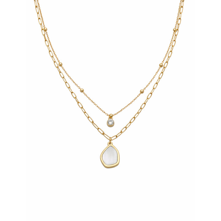 Gold Tiered Paperclip Link Women Chain Set GWN -131
