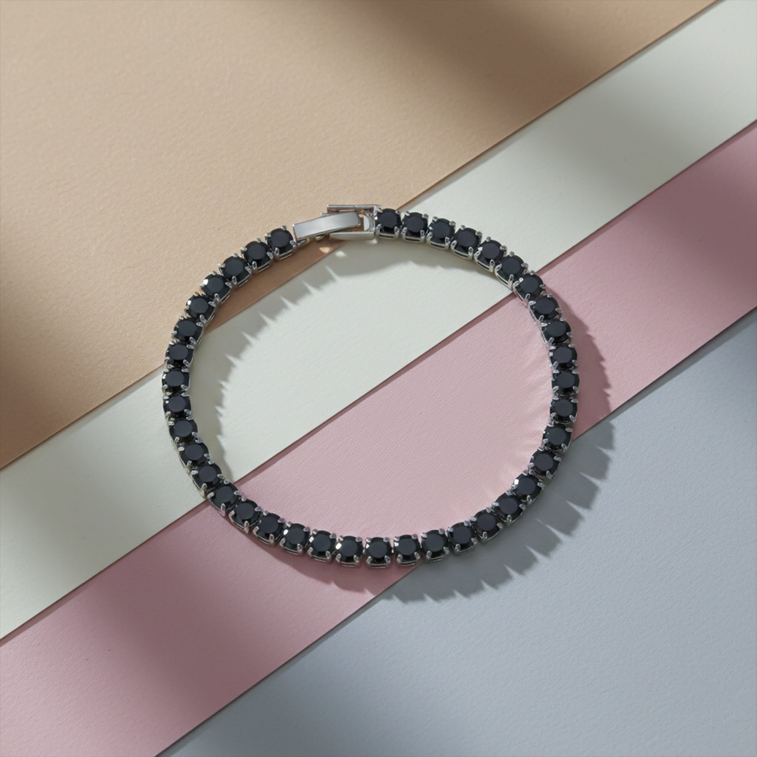Silver Black Stone Line Kangan GWB -83