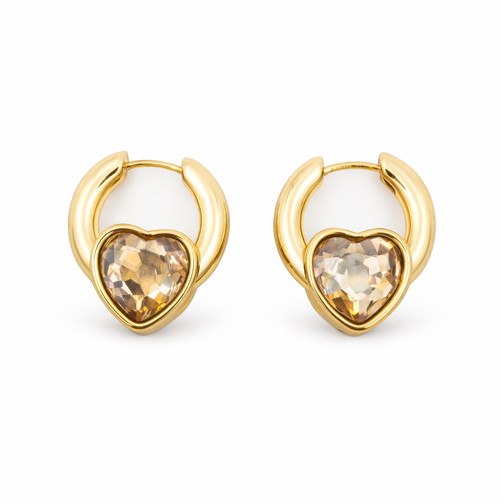 Heart Hoop Hoop Earrings for women in Gold - Finora Jewels