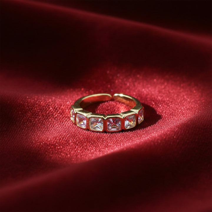 Pastel Square Crystal Open Ring