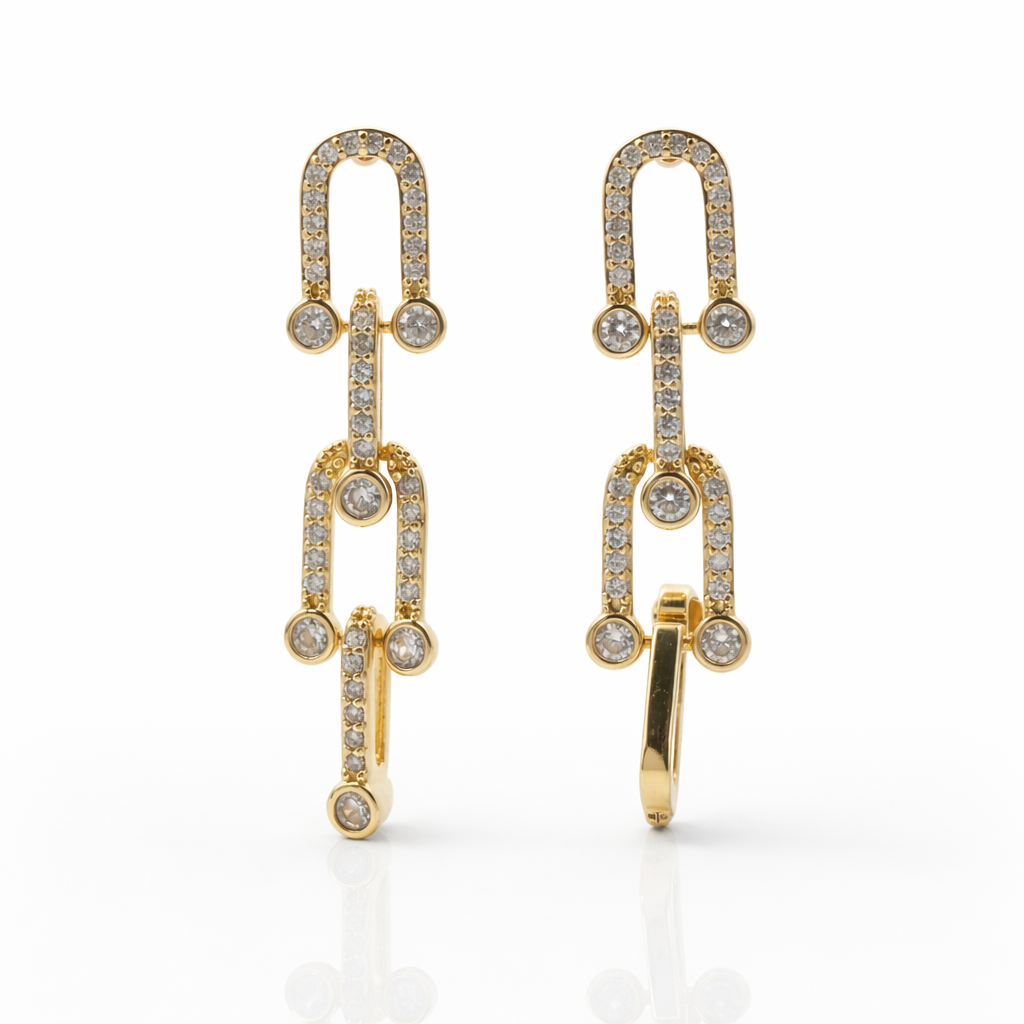 Gold Product Description Stud Earrings for women - Finora Jewels